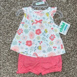 Floral Baby Outfit with Pink Shorts